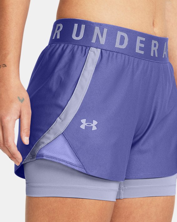 Women's UA Play Up 2-in-1 Shorts in Purple image number 3